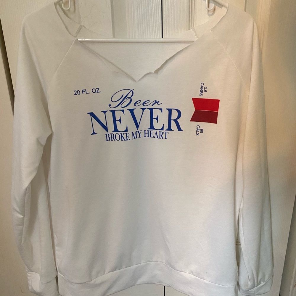 BEER NEVER BROKE MY HEART CREWNECK